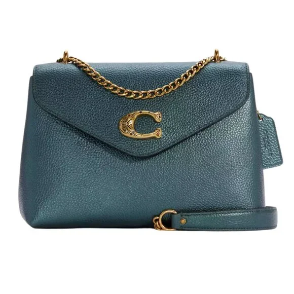 NWT Coach Tammie Shoulder Bag - Metallic Blue - Picture 2 of 9